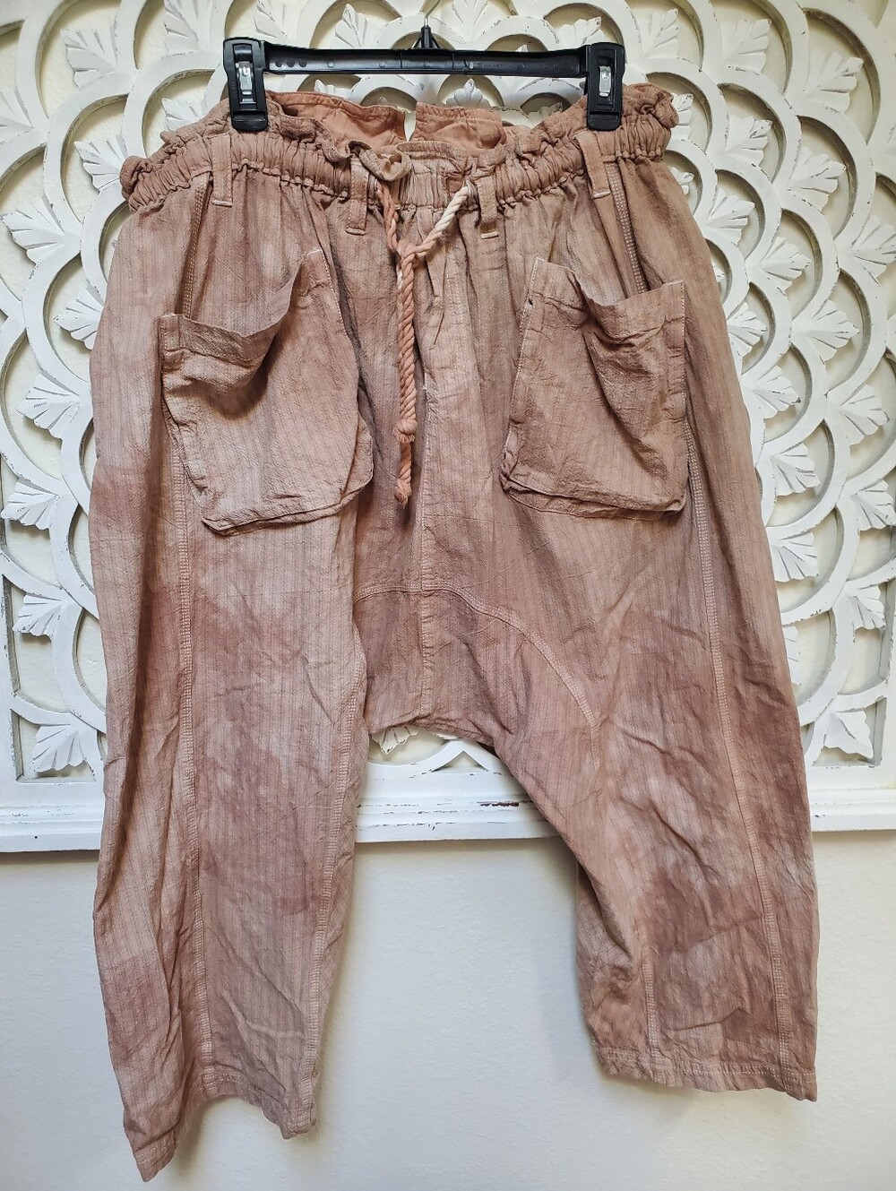 Free People Runyon Sky Pants Tea Dyed & Tan Soak Overdyed Medium Harem Style